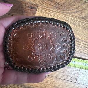Vintage Hand Tooled Leather Belt Buckle